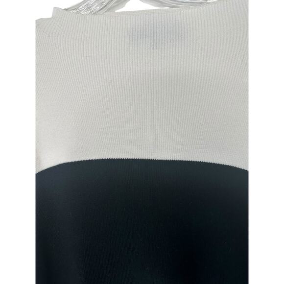 Eloquii Sweater Plus Black White Mock Neck Cable Knit Long Sleeve Size 22/24 - Picture 6 of 12
